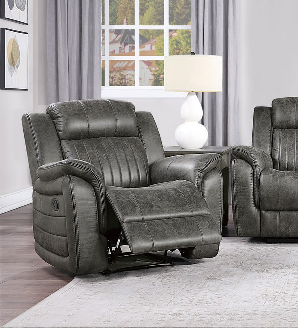English Elm Classic Brownish Gray Recliner Chair with Pillow-Top Arms, Vertical Tufting, Pull-Tab Recline for Plush Comfort and Transitional Style B011P168816