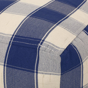 English Elm Connor Checkered Square Pouf Ivory & Navy Blue - Versatile Ottoman Floor Cushion 16"x16" Spot-Cleanable B181P162889
