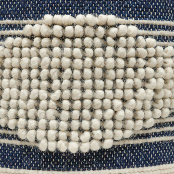 English Elm Diamond Large Handcrafted Faux Yarn Pouf – Durable Polystyrene-Filled Accent Seat, Neutral Tones Cozy Textured Design (27x22x27) Dark Blue B181P162865