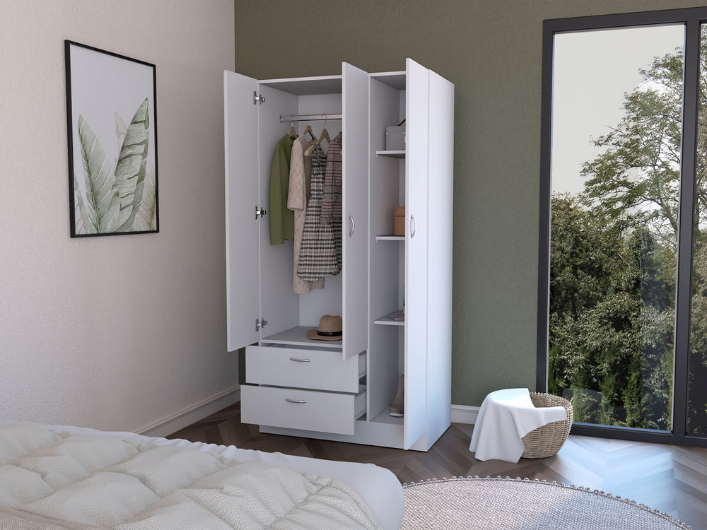 English Elm Armoire Haddam White Bedroom Closet - Engineered Wood, Spacious Drawers 20.5", Easy Assembly, Durable B092S00259