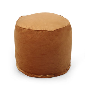 English Elm Shimon Velvet Cylinder Pouf Ottoman for Living Room or Bedroom — Plush Polystyrene Fill, 200 lb Capacity APRICOT PU B181P162918