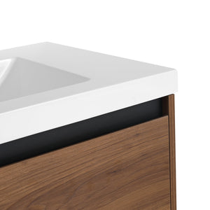 English Elm Levistar 30-Inch Brown Bathroom Vanity With Resin Sink – Stylish Storage For Small Spaces & Easy Assembly W1972P165046