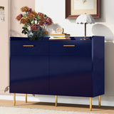 U-Style Wood Storage Cabinet - Drawers Steel Pipe Legs for Hallway Study