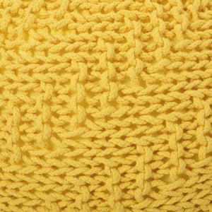 English Elm Bordeaux Knitted Cotton Round Pouf - Vibrant Yellow Accent For Seating, Footrest & Decor Ideas B181P162905