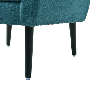 English Elm Modern Accent Chair with Ergonomic Chenille Upholstery, Padded Foam Seat and Solid Wood Legs, Stylish Lounge Seating for Living Room Bedroom Reading Nook Teal W1028P162721