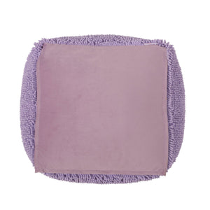 English Elm Spongy Microfiber Square Pouf with Plush Chenille Feel, 20" Cozy Seat, Polystyrene Fill, Durable Lavender B181P162852