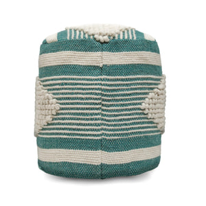 English Elm Diamond Large Handcrafted Faux Yarn Pouf – Durable Polystyrene-Filled Accent Seat, Neutral Tones Cozy Textured Design (27x22x27) Teal B181P162856