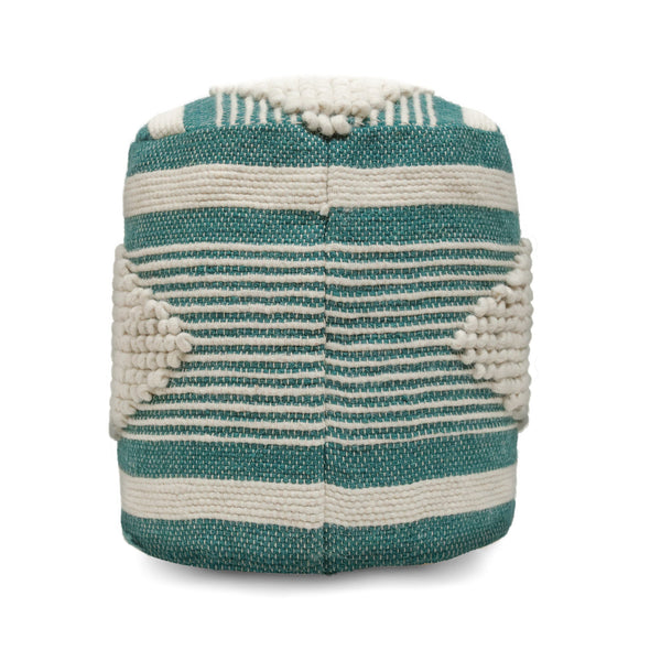 English Elm Diamond Large Handcrafted Faux Yarn Pouf – Durable Polystyrene-Filled Accent Seat, Neutral Tones Cozy Textured Design (27x22x27) Teal B181P162856