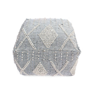 English Elm Diamond Large Handcrafted Faux Yarn Pouf – Durable Polystyrene-Filled Accent Seat, Neutral Tones Cozy Textured Design (27x22x27) Ivory+Grey B181P162855