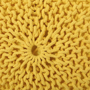English Elm Bordeaux Knitted Cotton Round Pouf - Vibrant Yellow Accent For Seating, Footrest & Decor Ideas B181P162905