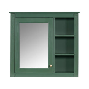 English Elm 30'' Modern Bathroom Vanity with Integrated Mirror Cabinet, Ceramic Sink, 3 Drawers & Ample Storage Green SW000126AAF-1