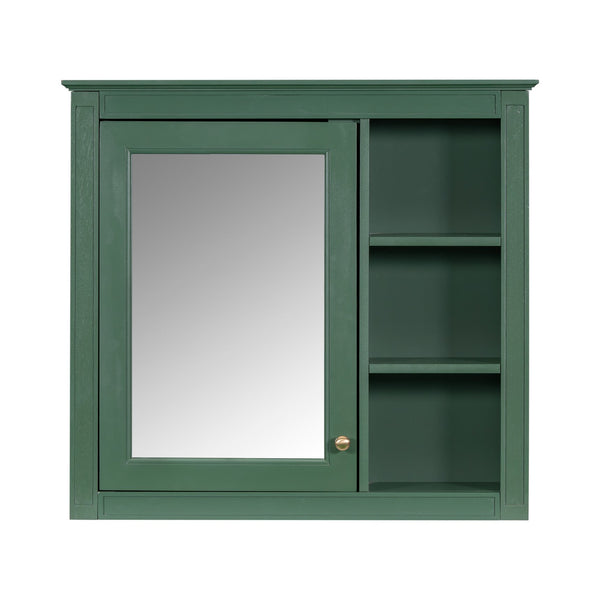 English Elm 30'' Modern Bathroom Vanity with Integrated Mirror Cabinet, Ceramic Sink, 3 Drawers & Ample Storage Green SW000126AAF-1
