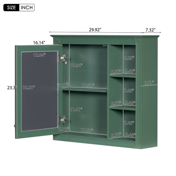 English Elm 30'' Bathroom Vanity Set With Mirror, Modern Freestanding Storage, 2 Drawers & Tip-Out Organizer SW000127AAF-3