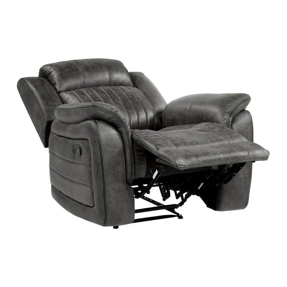English Elm Classic Brownish Gray Recliner Chair with Pillow-Top Arms, Vertical Tufting, Pull-Tab Recline for Plush Comfort and Transitional Style B011P168816
