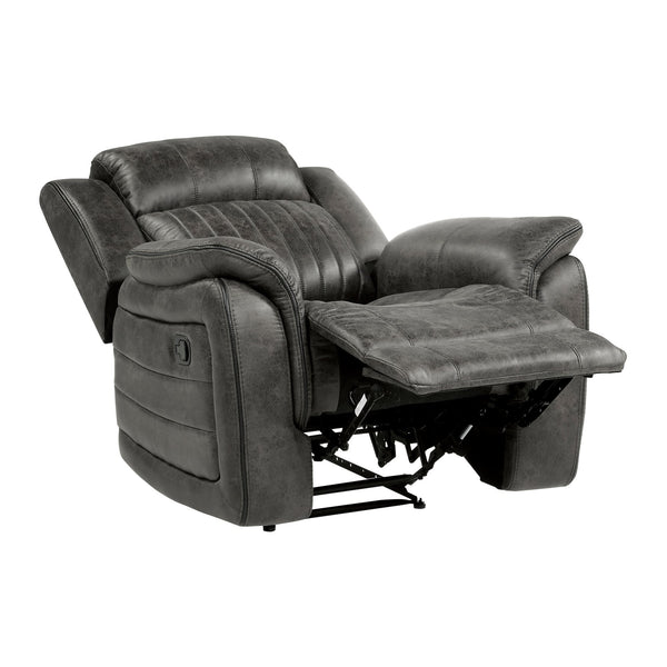 English Elm Classic Brownish Gray Recliner Chair with Pillow-Top Arms, Vertical Tufting, Pull-Tab Recline for Plush Comfort and Transitional Style B011P168816