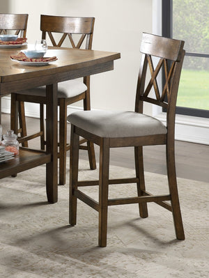 English Elm Contemporary 6 Piece Counter Height Dining Set with Lazy Susan Oak Wood Kitchen Table B011S00831