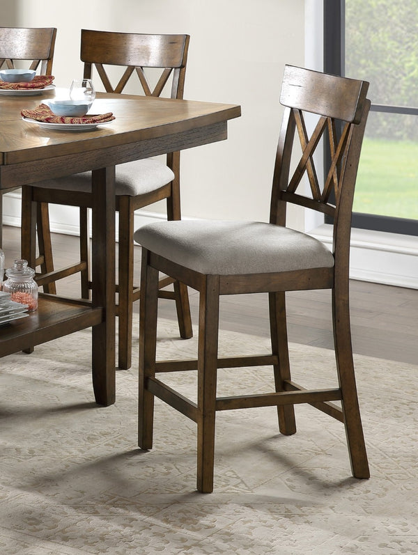 English Elm Contemporary 6 Piece Counter Height Dining Set with Lazy Susan Oak Wood Kitchen Table B011S00831