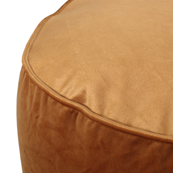 English Elm Shimon Velvet Cylinder Pouf Ottoman for Living Room or Bedroom — Plush Polystyrene Fill, 200 lb Capacity APRICOT PU B181P162918