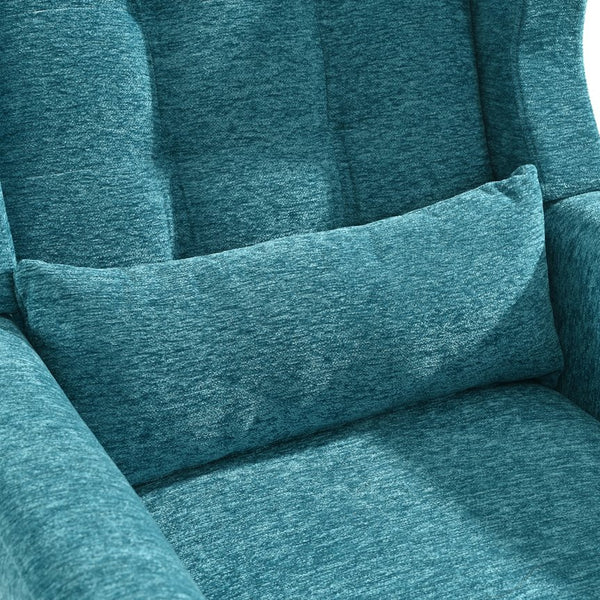 English Elm Modern Accent Chair with Ergonomic Chenille Upholstery, Padded Foam Seat and Solid Wood Legs, Stylish Lounge Seating for Living Room Bedroom Reading Nook Teal W1028P162721
