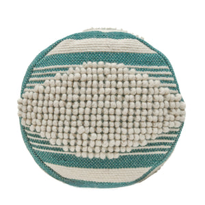English Elm Diamond Large Handcrafted Faux Yarn Pouf – Durable Polystyrene-Filled Accent Seat, Neutral Tones Cozy Textured Design (27x22x27) Teal B181P162856