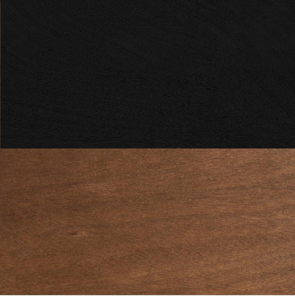 English Elm 13" Modern Chairside Table Black & Bourbon Finish — Scandinavian Poplar/Okume, Slatted Door, Ready-to-Use B108131542