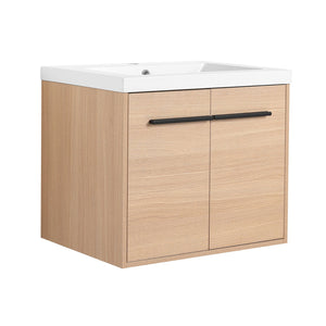 English Elm Levistar 24" Oak Bathroom Vanity With Durable Resin Sink & Smart Storage, Perfect For Small Spaces W1972P165042