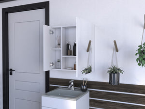 English Elm Medicine Cabinet Prague - Modern White Finish With Four Shelves & Mirror For Stylish Bathroom Storage B092123056