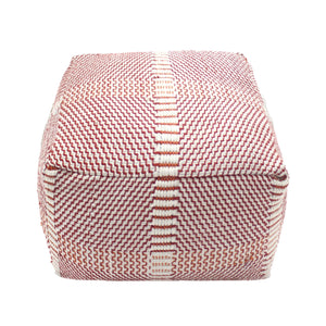 English Elm Morro Handcrafted Water-Resistant Pouf in Orange-Red Multi, 26"x26"x16.5", Durable Waterproof Fabric B181P162853