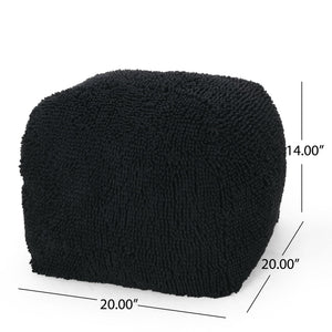 English Elm Spongy Microfiber Square Pouf with Plush Chenille Feel, 20" Cozy Seat, Polystyrene Fill, Durable Charcoal B181P162860
