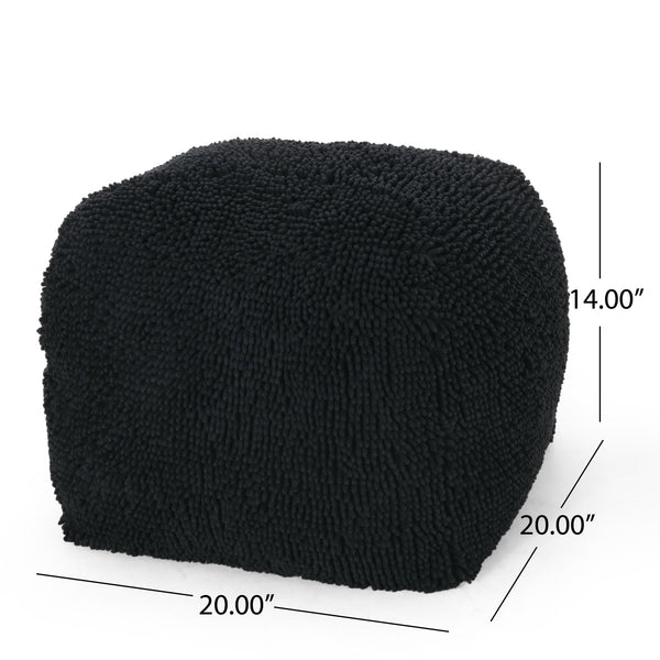 English Elm Spongy Microfiber Square Pouf with Plush Chenille Feel, 20" Cozy Seat, Polystyrene Fill, Durable Charcoal B181P162860