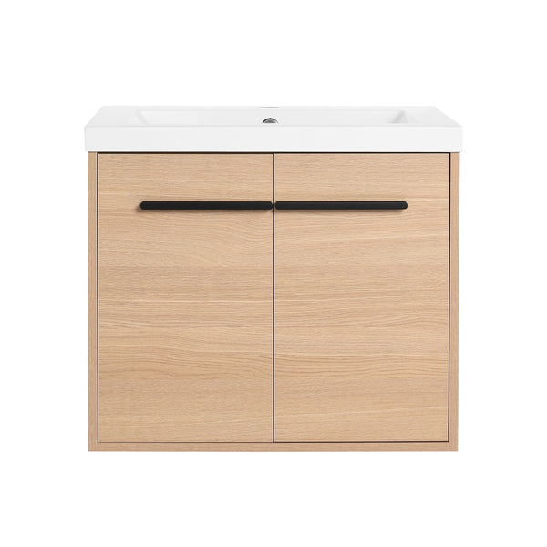 English Elm Levistar 24" Oak Bathroom Vanity With Durable Resin Sink & Smart Storage, Perfect For Small Spaces W1972P165042