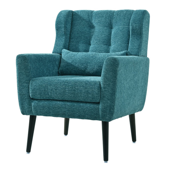 English Elm Modern Accent Chair with Ergonomic Chenille Upholstery, Padded Foam Seat and Solid Wood Legs, Stylish Lounge Seating for Living Room Bedroom Reading Nook Teal W1028P162721