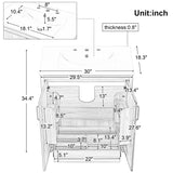 English Elm 30" Bathroom Vanity With Sink Combo, Multi-Functional Bathroom Cabinet With Doors and Drawer, Mdf Board, Natural