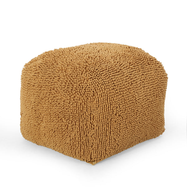 English Elm Spongy Microfiber Square Pouf with Plush Chenille Feel, 20" Cozy Seat, Polystyrene Fill, Durable Yellow B181P162882