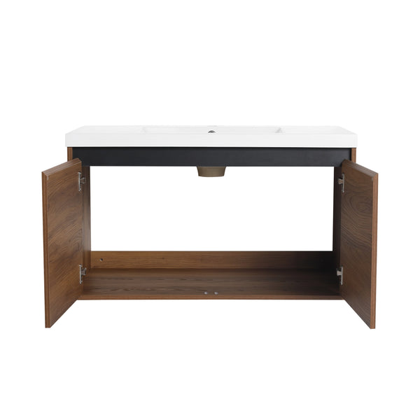 English Elm Levistar 36-Inch Brown Bathroom Vanity With Resin Sink – Stylish Storage & Easy Assembly Design W1972P165047