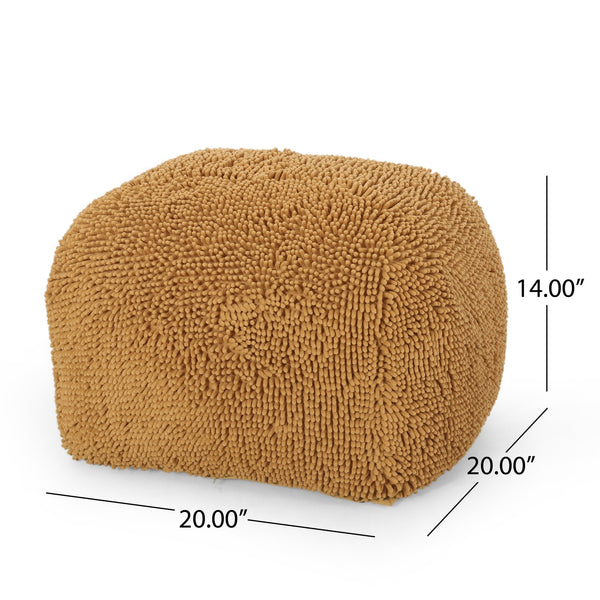 English Elm Spongy Microfiber Square Pouf with Plush Chenille Feel, 20" Cozy Seat, Polystyrene Fill, Durable Yellow B181P162882