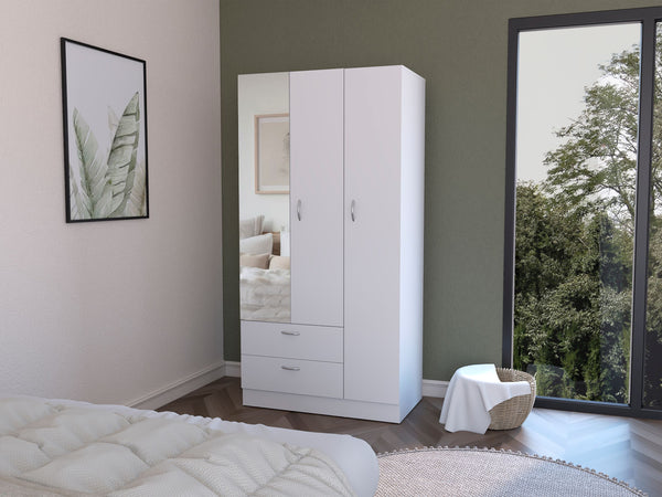 English Elm Armoire Haddam White Bedroom Closet - Engineered Wood, Spacious Drawers 20.5", Easy Assembly, Durable B092S00259