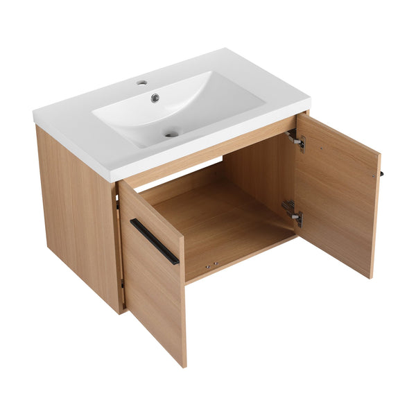 English Elm Levistar 30-Inch Oak Bathroom Vanity With Resin Sink - Modern Storage Cabinet For Small Spaces W1972P165043