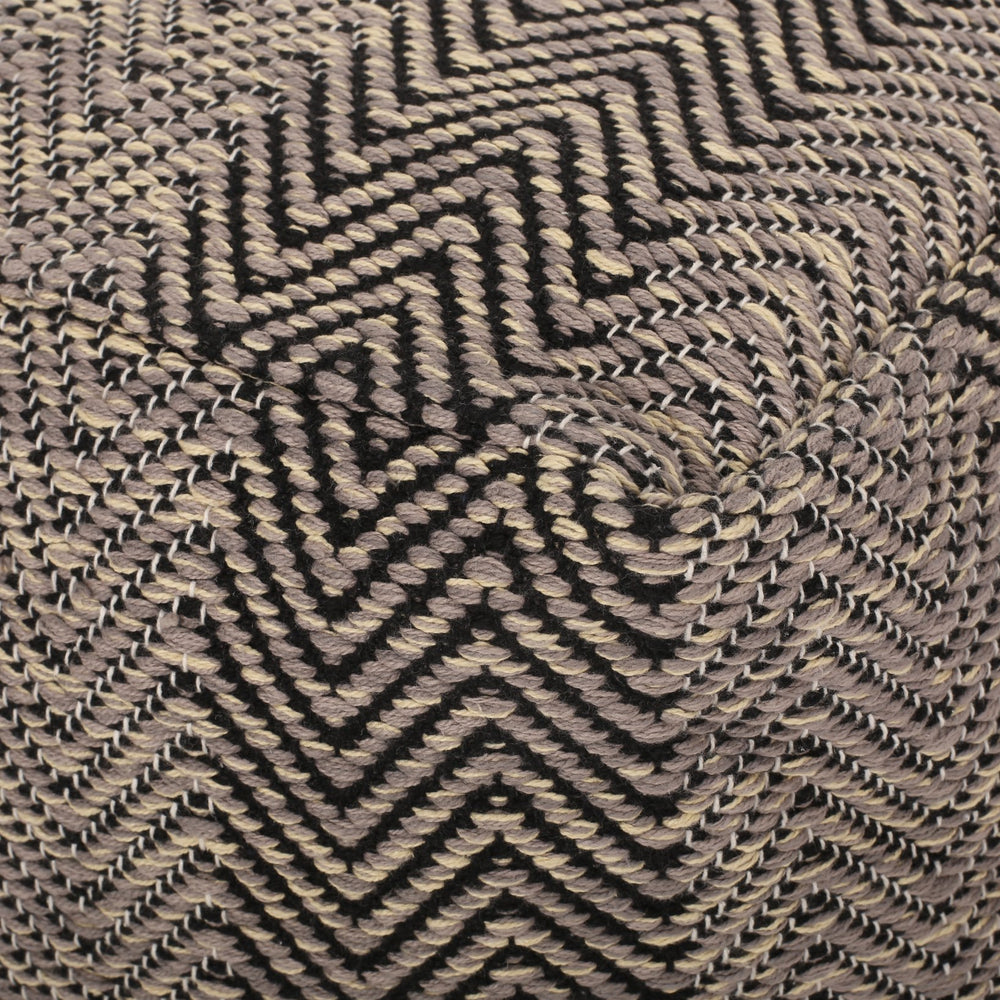 English Elm Barracuda Handcrafted Cotton Pouf with Chevron Zigzag Pattern in Brown Beige Yellow, 20" Cube, 250lb Capacity B181P162863
