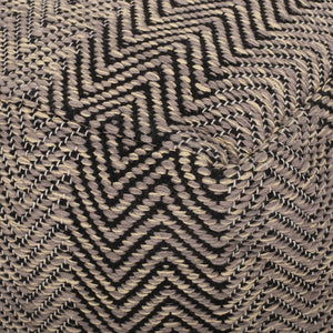 English Elm Barracuda Handcrafted Cotton Pouf with Chevron Zigzag Pattern in Brown Beige Yellow, 20" Cube, 250lb Capacity B181P162863