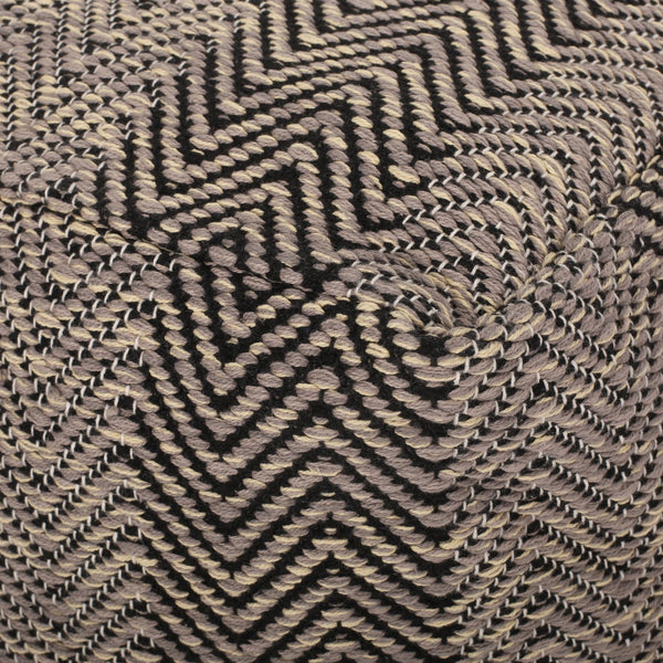 English Elm Barracuda Handcrafted Cotton Pouf with Chevron Zigzag Pattern in Brown Beige Yellow, 20" Cube, 250lb Capacity B181P162863