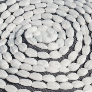 English Elm River Waterproof Handcrafted Cylindrical Pouf — Geometric Two-Tone Design, Indoor Durable Seating White B181P162847