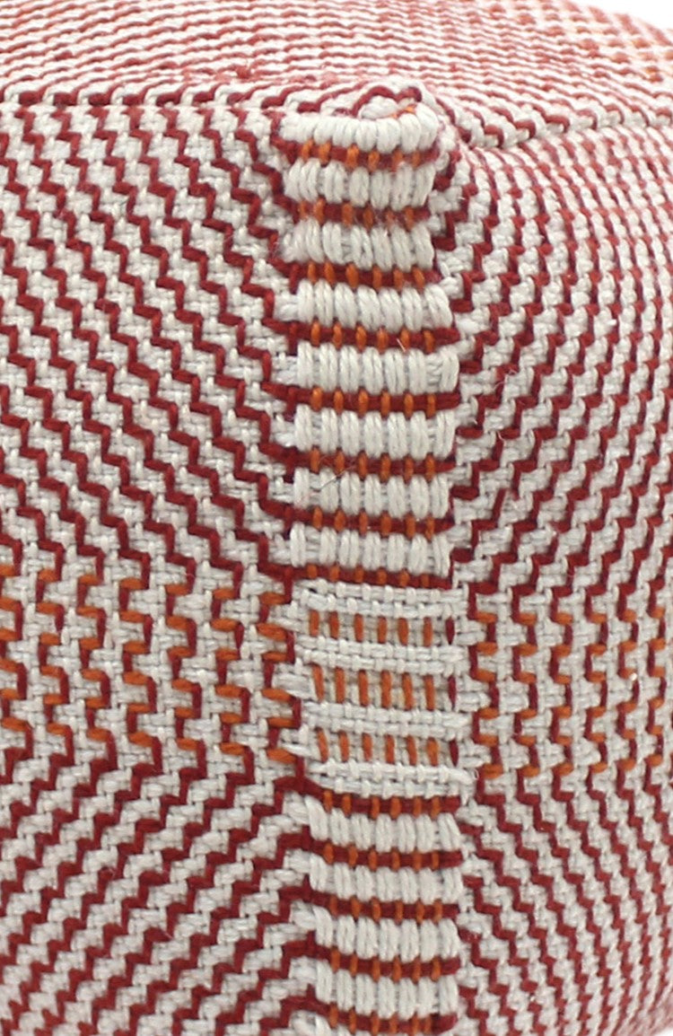 English Elm Morro Handcrafted Water-Resistant Pouf in Orange-Red Multi, 26"x26"x16.5", Durable Waterproof Fabric B181P162853