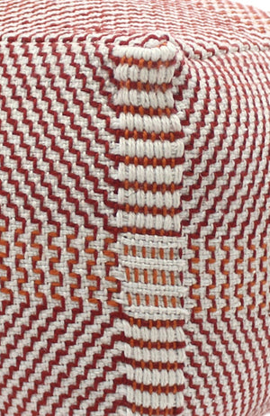 English Elm Morro Handcrafted Water-Resistant Pouf in Orange-Red Multi, 26"x26"x16.5", Durable Waterproof Fabric B181P162853