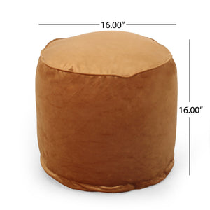 English Elm Shimon Velvet Cylinder Pouf Ottoman for Living Room or Bedroom — Plush Polystyrene Fill, 200 lb Capacity APRICOT PU B181P162918