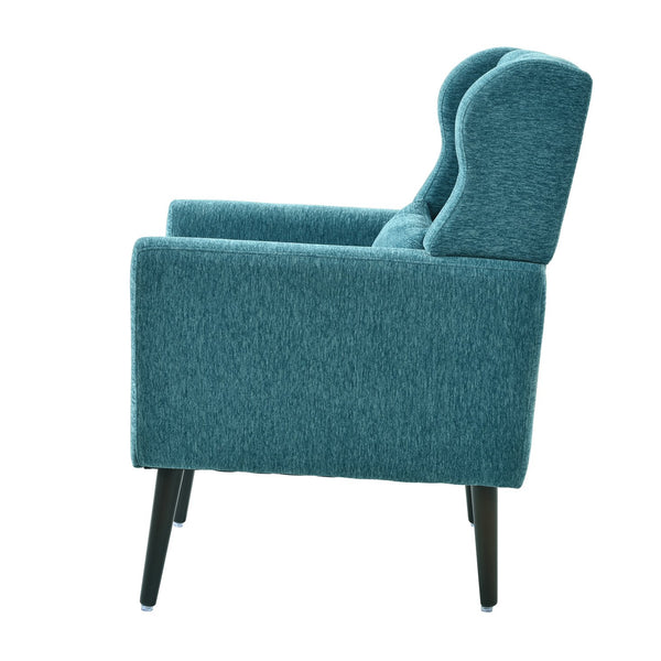 English Elm Modern Accent Chair with Ergonomic Chenille Upholstery, Padded Foam Seat and Solid Wood Legs, Stylish Lounge Seating for Living Room Bedroom Reading Nook Teal W1028P162721