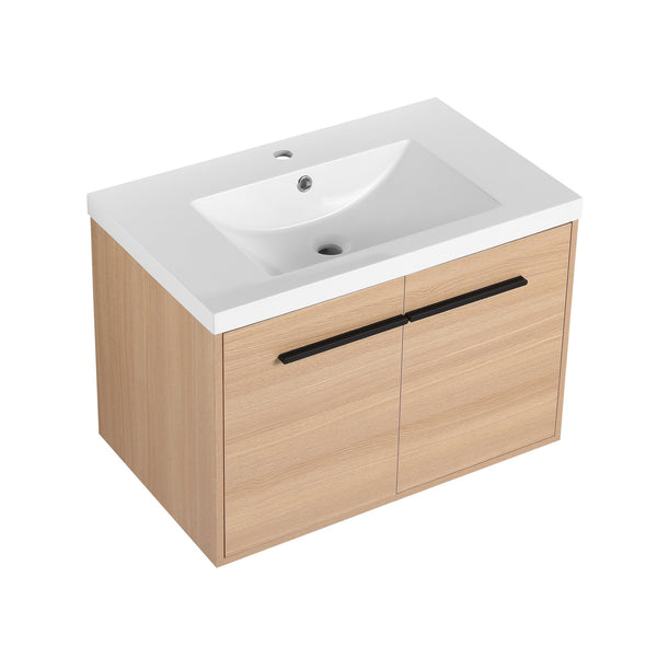 English Elm Levistar 30-Inch Oak Bathroom Vanity With Resin Sink - Modern Storage Cabinet For Small Spaces W1972P165043