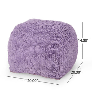 English Elm Spongy Microfiber Square Pouf with Plush Chenille Feel, 20" Cozy Seat, Polystyrene Fill, Durable Lavender B181P162852