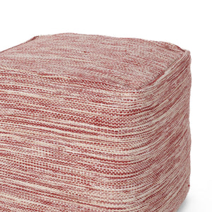English Elm Enigma Red and White Cotton Square Pouf Ottoman – 16" Floor Cushion, Polystyrene-Filled, 200lb Capacity B181P162906