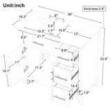 English Elm 36" Bathroom Vanity With Sink Top, Bathroom Vanity Cabinet With Two Doors and Three Drawers, Solid Wood , Mdf Boards ,One Package, White